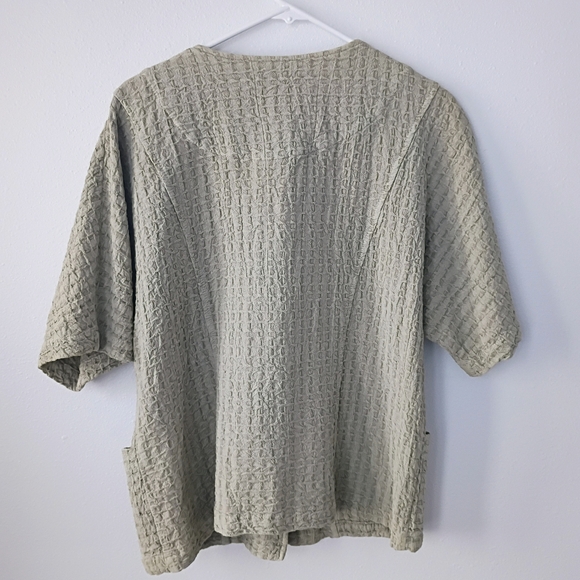 Focus 100% Cotton Crinkle Textured Button Front Jacket Natural Minimalist Coasta - Picture 6 of 7